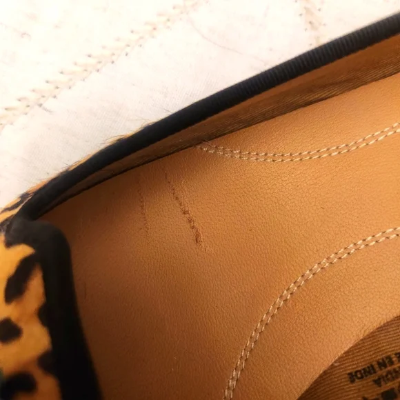 Hush Puppies Sadie Tassel Flats 6.5 Leopard Print Calf Hair Slip On Loafers - Picture 6 of 8